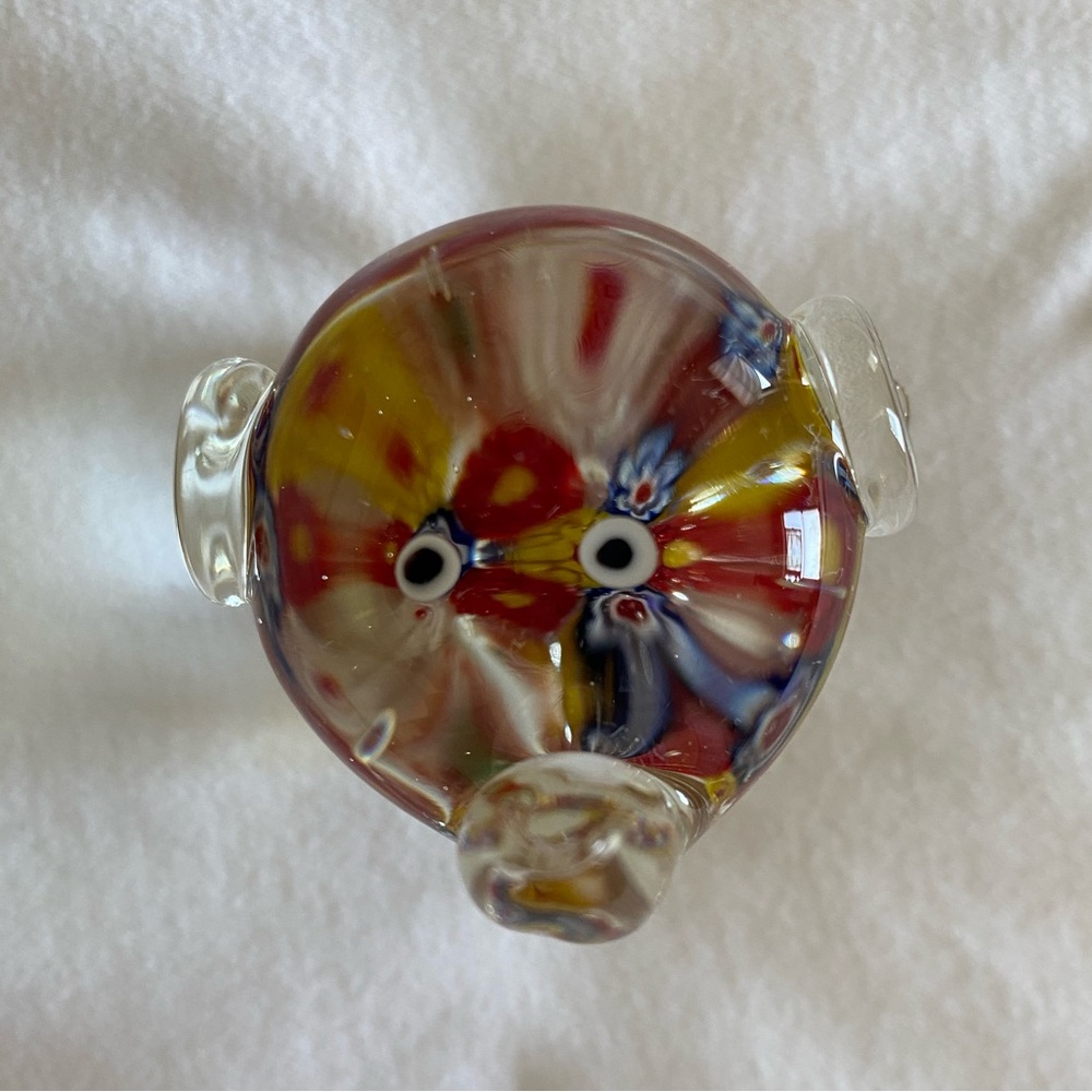 Hand Blown Art Glass Elephant Figurine with Millefiori Base, unsigned. - Picture 4 of 8